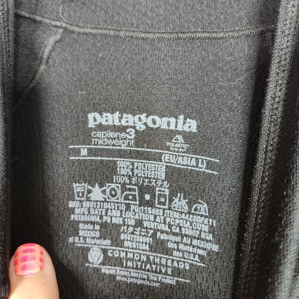 PATAGONIA Capilene 3 Midweight Shirt Mens Medium Black ock Neck Base Layer